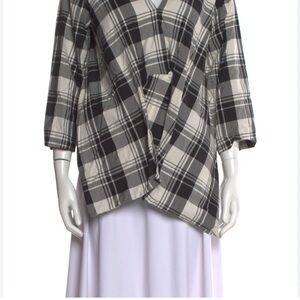 Diane Von Furstenberg Plaid Print V-Neck Tunic size M VGUC